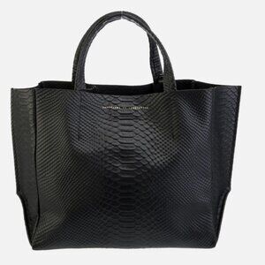 NWT Ampersand As Apostrophe Black Night Python Textured Half Tote MSRP 538